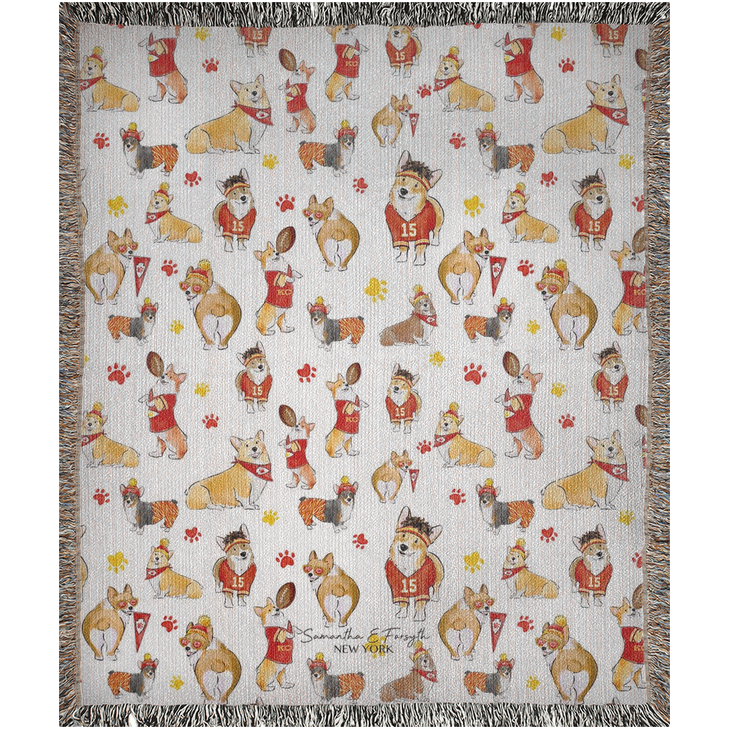 Kansas City Corgi Woven Blankets