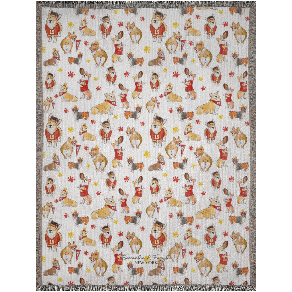 Kansas City Corgi Woven Blankets