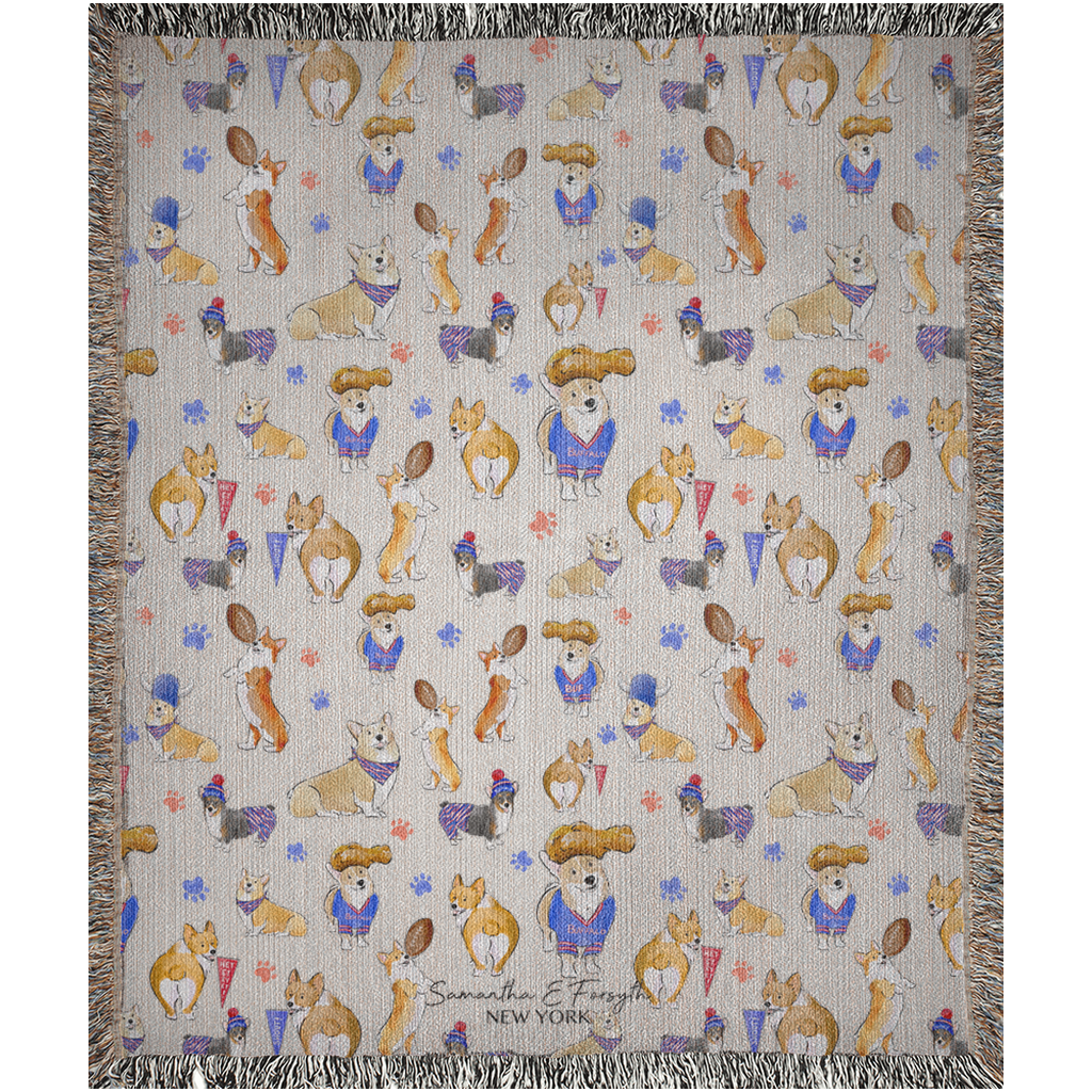 Buffalo Corgi Woven Blanket