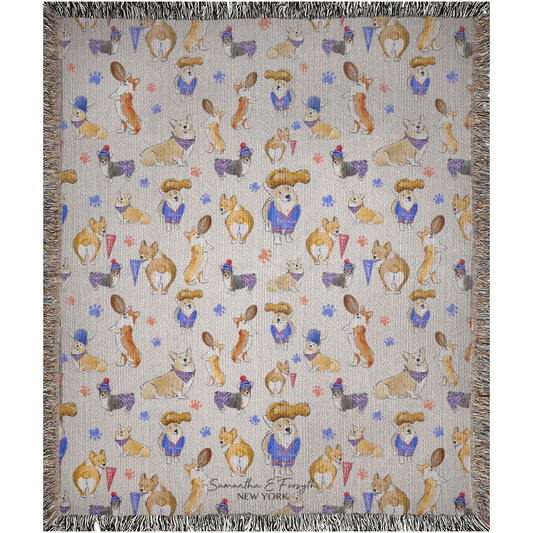 Buffalo Corgi Woven Blanket