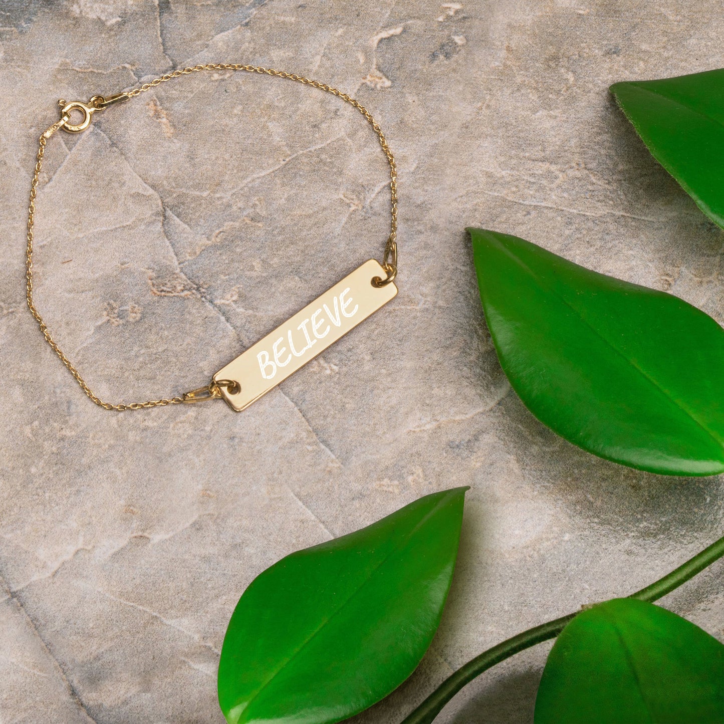 "BELIEVE" 24k engraved Bracelet