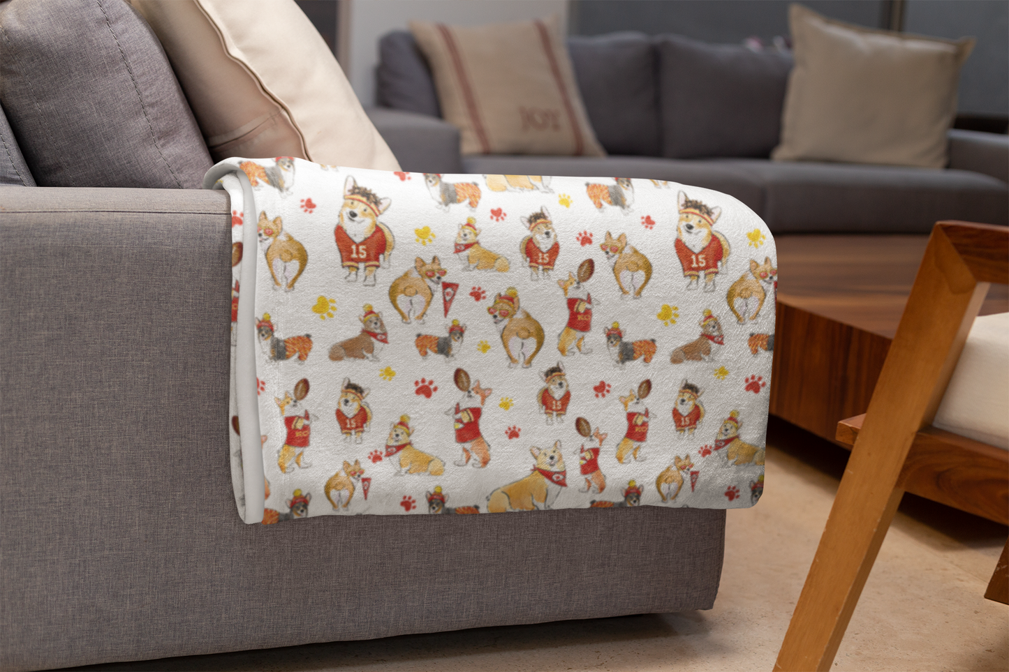 Kansas City Corgi Minky Blankets