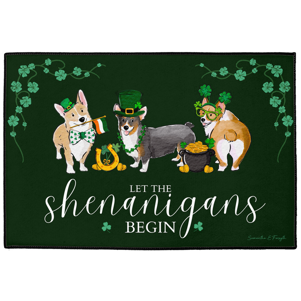 Corgi St. Patrick's Doormat