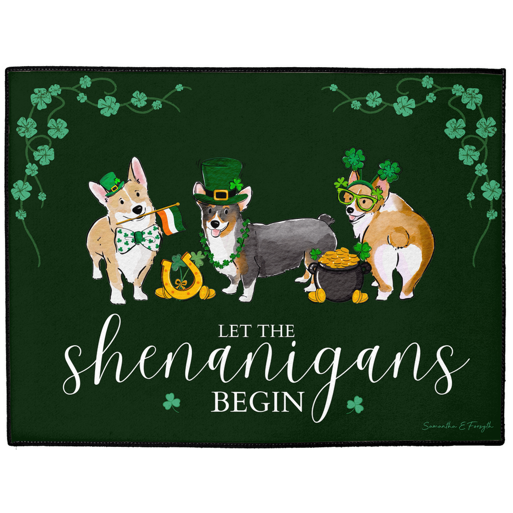 Corgi St. Patrick's Doormat