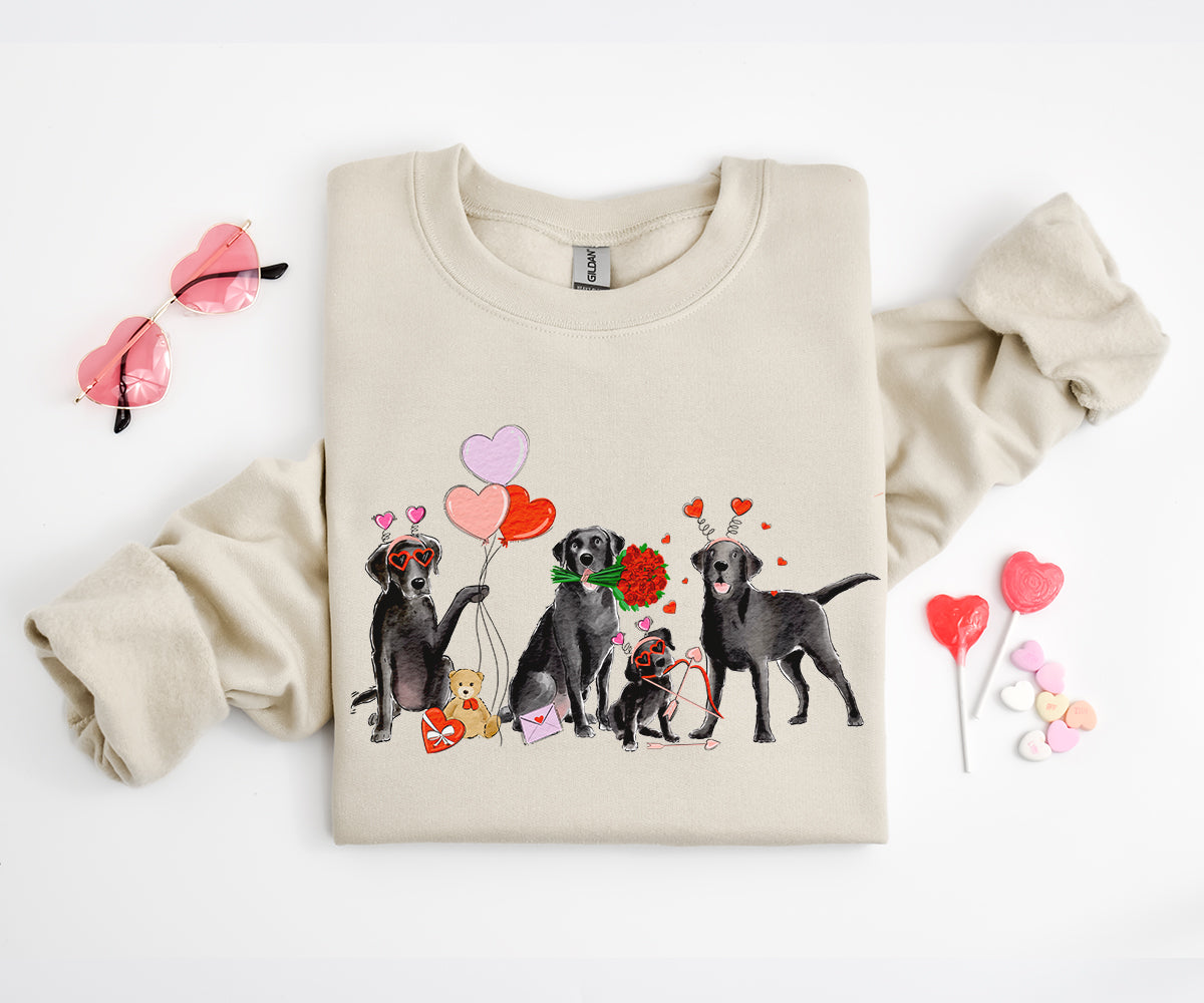 Black Lab Valentine Crewneck Sweatshirts