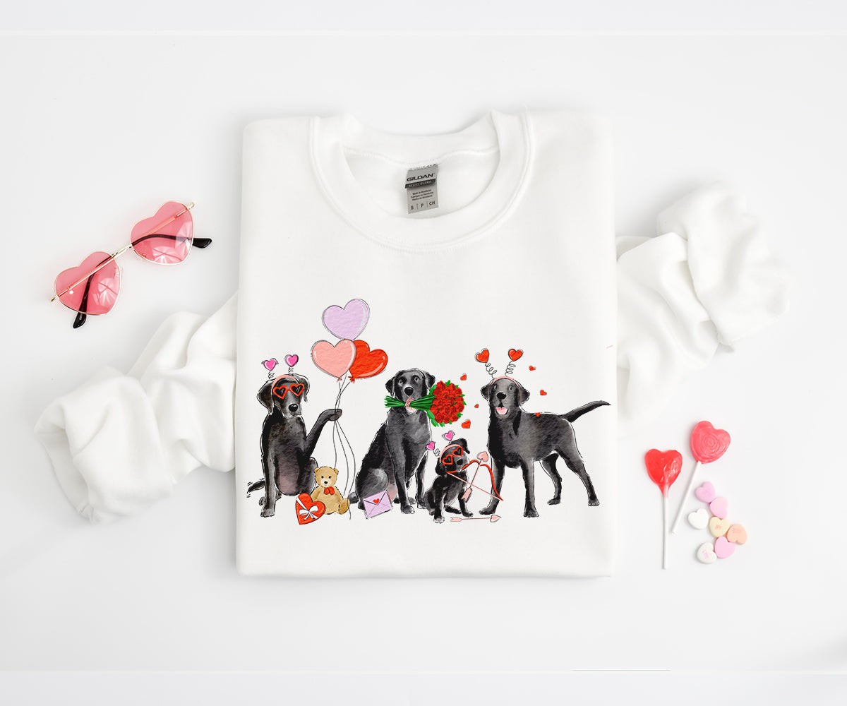 Black Lab Valentine Crewneck Sweatshirts