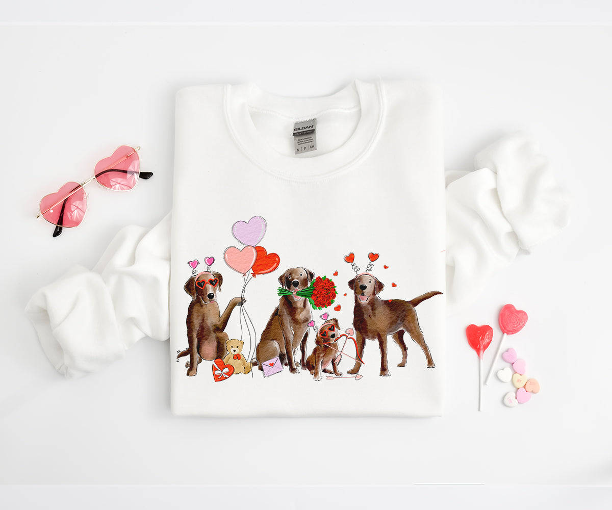 Chocolate Lab Valentine Crewneck Sweatshirts