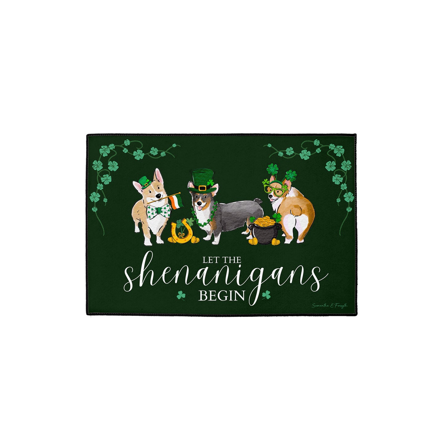 Corgi St. Patrick's Doormat