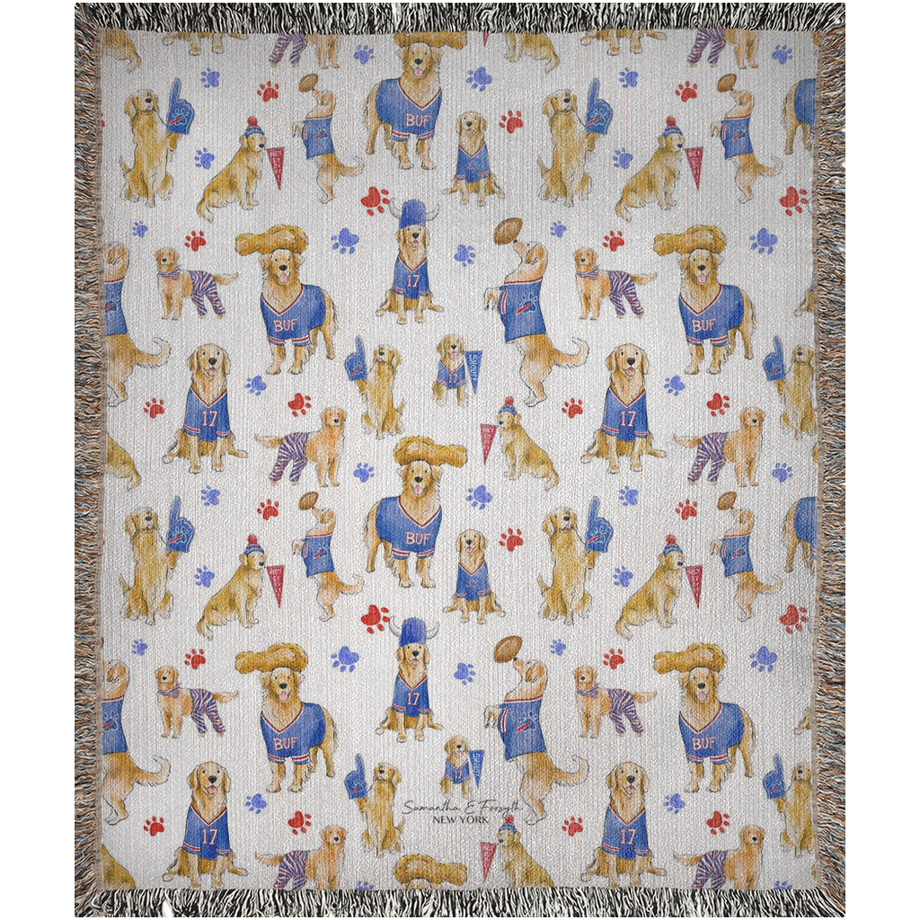 Buffalo Golden Retriever Woven Blanket
