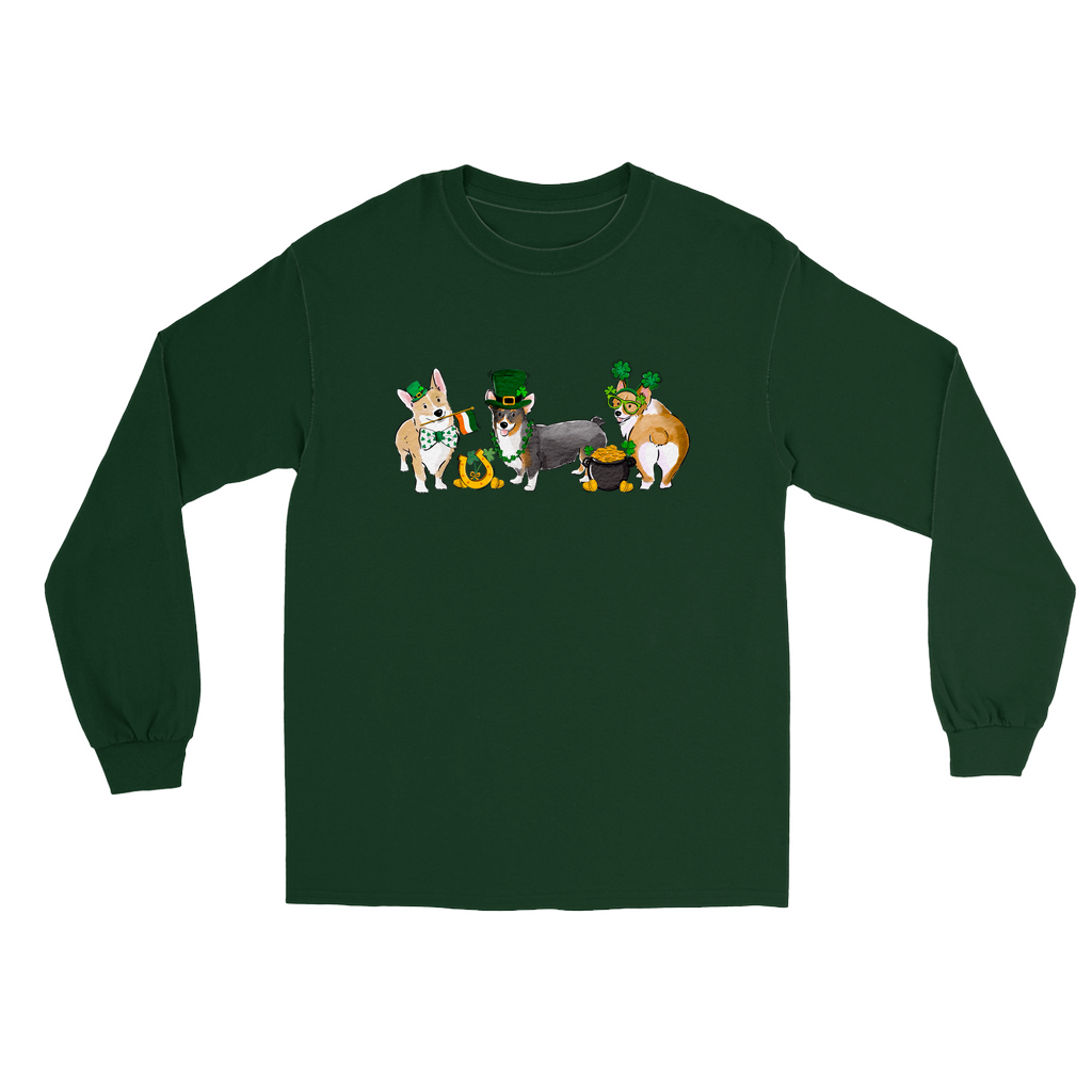 Corgi St. Patrick's Long Sleeve T-Shirts