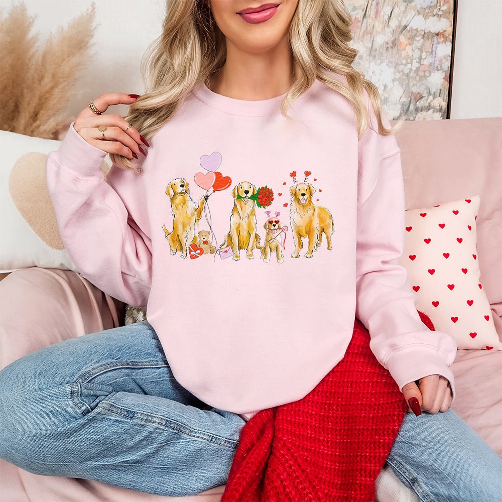 Golden Retriever Valentine's Day Crewneck Sweatshirt by Samantha